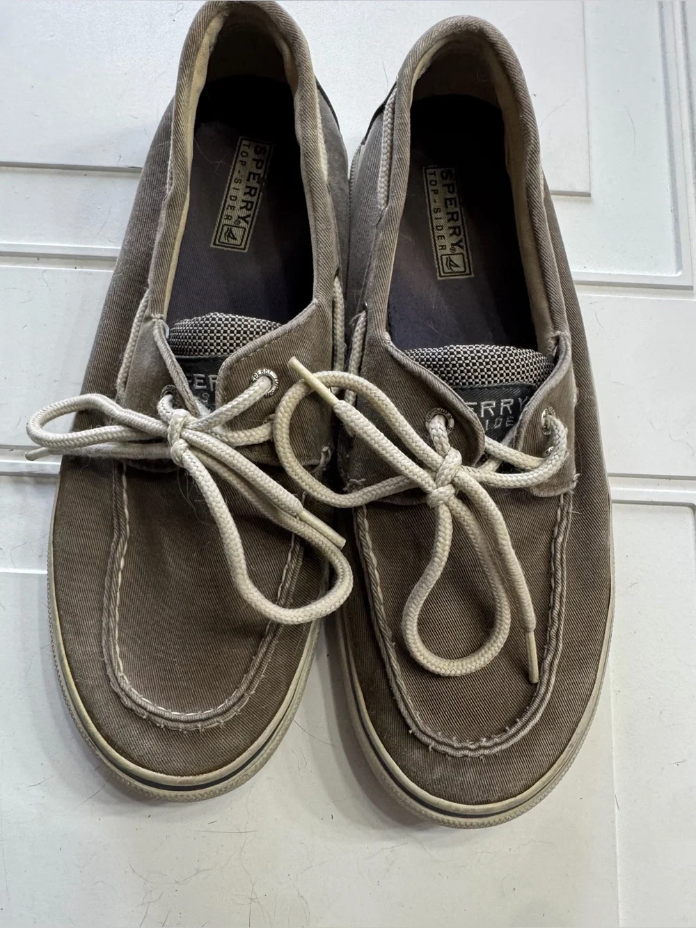 Sperry Men’s Sz 9.5 Top Sider Tan Gray Comfort Boat Shoes Classic